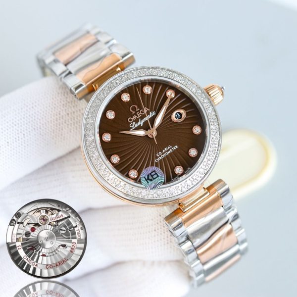 Omega Ladymatic Bird's Nest 1:1 Super Clone Ladies Automatic Watch 34mm 979724155 - front view | De Ville Ladymatic