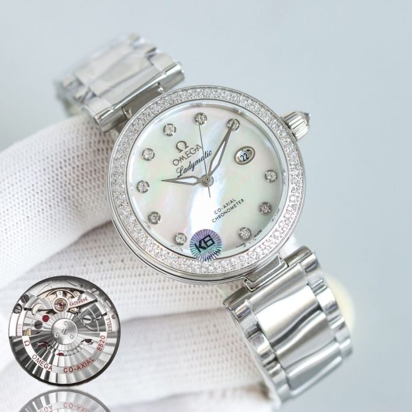 Exquisite Omega De Ville LadyMatic Super Clone & Luxury Replica Watch 979847737 - front view | De Ville Ladymatic